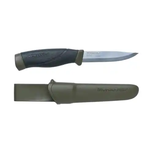 Morakniv Companion Heavy-Duty Sandvik Carbon Steel Fixed-Blade Knife with Sheath, 4.1 Inch