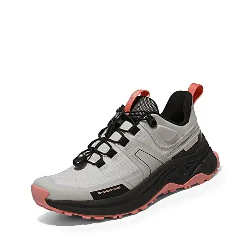 NORTIV 8 Womens Lightweight Hiking Shoes Quick Laces Outdoors Sneakers, Grey Pink - 7.5 (SNHS239W)