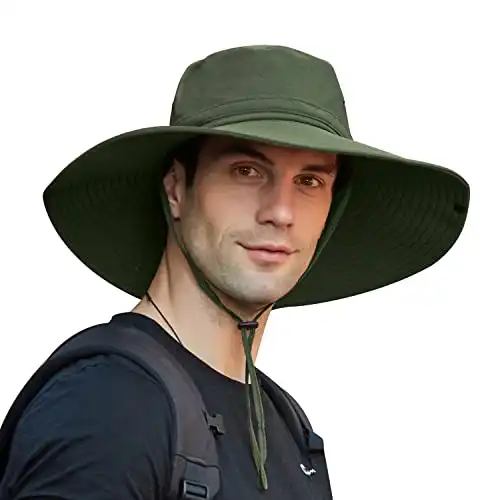 Oversize XXL Sun Hat for Men, UPF50+Waterproof Wide-Brim Boonie-Hat Sun-Hat Fishing-Hat for Safari Hiking Beach Garden