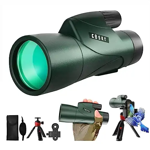 Gosky Piper Monocular Telescope, 12x55 HD Monocular for Adult with BAK4 Prism & FMC Lens, Lightweight Monocular with Smartphone Adapter Suitable for Bird Watching Hunting Wildlife Hiking Traveling