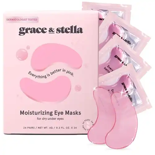 grace & stella Award Winning Under Eye Mask - Christmas Gifts for Women, Christmas Gifts for Mom - Reduce Dark Circles, Puffy Eyes, Undereye Bags, Wrinkles - Under Eye Patches - Vegan (24 Pairs, P...