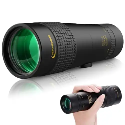 Aurosports 10-30x40 Zoom Monocular - High Power Dual Focus Prism Compact Monoculars for Adults Kids, Lightweight Pocket Monoscope with Bak4 Lens Hiking Hunting Bird Watching Camping Gifts Black