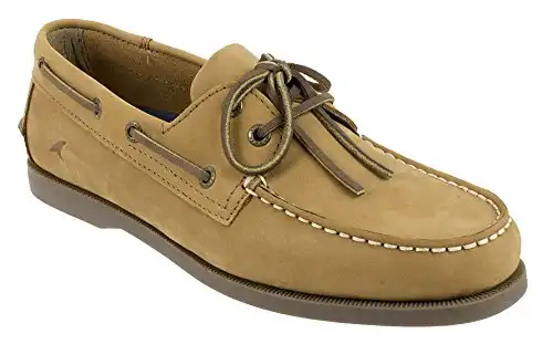 RUGGED SHARK Classic Boat Shoes for Men, Genuine Leather Fishing Boat Shoes with Odor Control, Brown, Men's Size 11