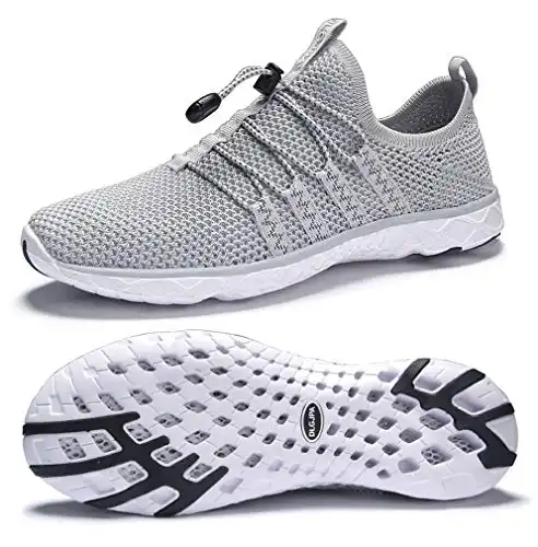 DLGJPA Men's Quick Drying Water Shoes for Beach or Water Sports Lightweight Slip On Walking Shoes LightGray 7