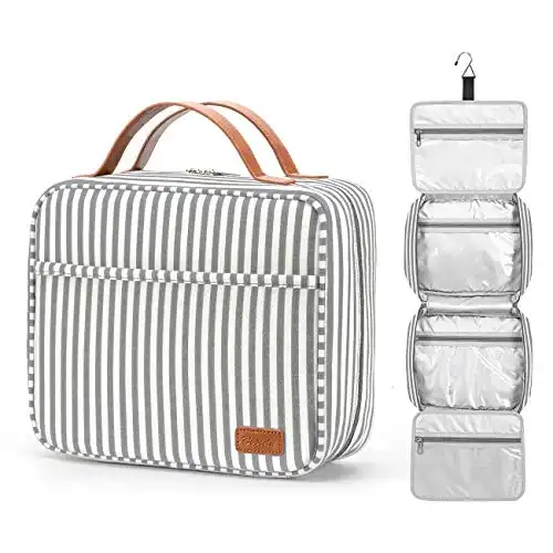 Bosidu Hanging Travel Toiletry Bag,Large Capacity Cosmetic Travel Toiletry Organizer for Women with 4 Compartments & 1 Sturdy Hook,Perfect for Travel/Daily Use/Valentines' Day