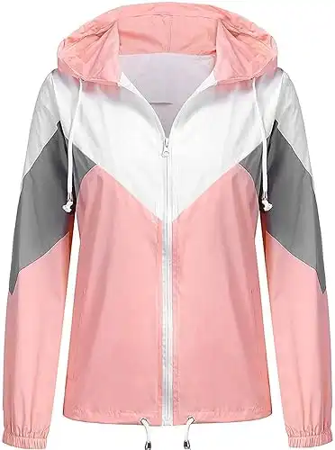 SoTeer Women's Waterproof Rain Jackets Lightweight Hooded Windbreaker Packable Active Outdoor Raincoat