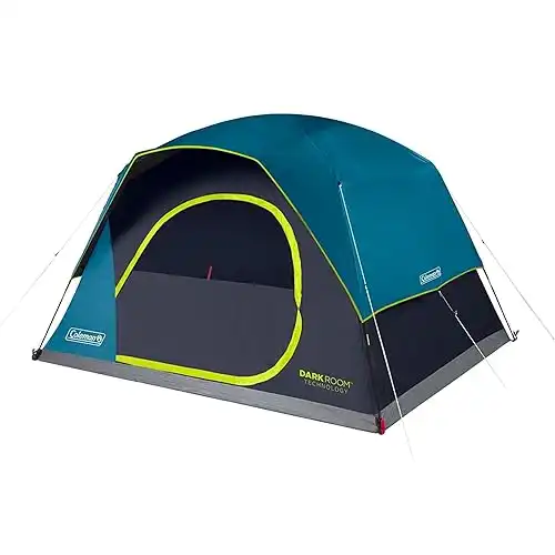 Coleman Skydome Dark Room Tent, 4/6/8/10 Person Family Tent Blocks 90% of Sunlight & Sets Up in 5 Minutes, Weatherproof Tent Offers 20% More Headroom