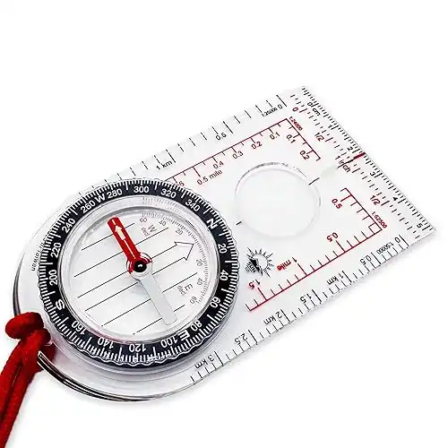 Sun Company ProMap Compass - Ultra Lightweight Baseplate Map Compass with Declination Scale - Accurate Orienteering Base Plate Compass for Hiking, Backpacking, Camping, and Survival Navigation