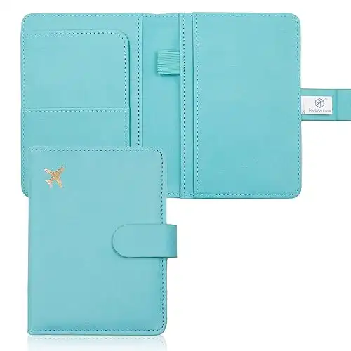 Melsbrinna Premium Leather Passport Holder Covers Case, Waterproof Rfid Blocking Travel Wallet Passport Holder with Pen Holder, Cute Passport Book for Women/Men