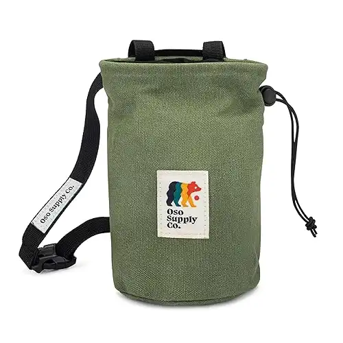 Waxed Canvas Chalk Bag for Rock Climbing, Bouldering Chalk Bucket with Belt, Waterproof, Zippered Pocket - Perfect Rock Climbing Gear, Equipment for Indoor/Outdoors