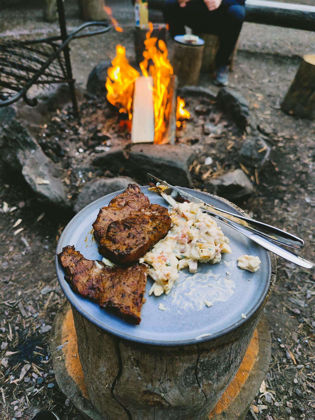 preparing Camping dinner