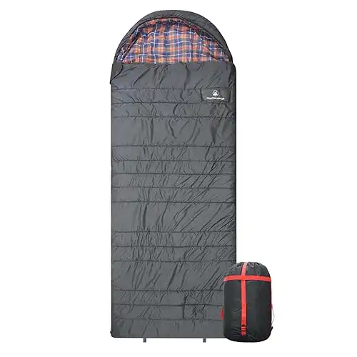 Polycotton Sleeping Bag for Adult&Kids,Cold&Warm Weather Large with Compression Sack and Water Resistant for Family Camping,Travel and Car Camping