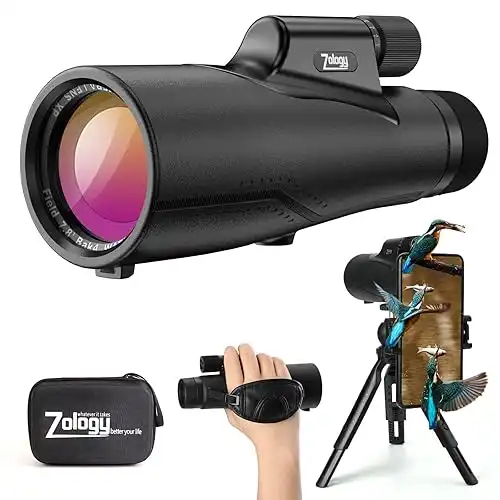 12x56 HD Monocular Telescope with Premium Carry Case,Phone Adapter and New Generation Tripod,Portable and Waterproof High Power Monocular for Hiking and Bird Watching