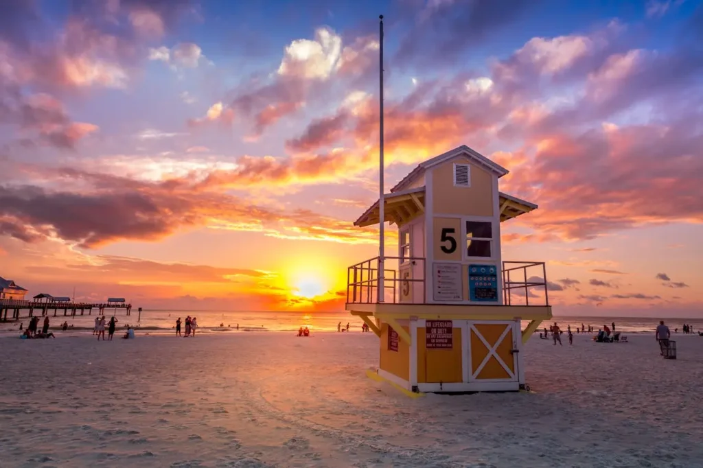 Lifeguard House on Clearwater Beach during Sunset By Ken Cheung