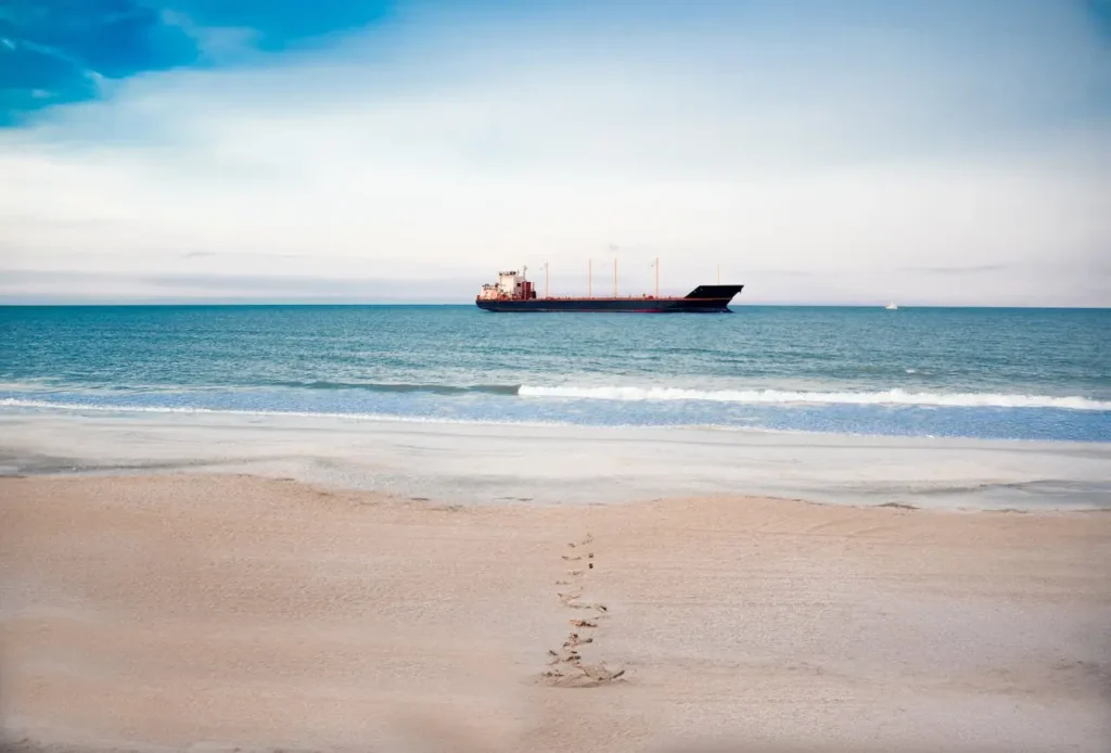 Cargo Ship on St. Augustine Beach Coast By Carlos Jesús Duménigo Limonte